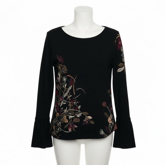 Chico's Tops - Chico's Black Floral Blouse Size 1 (M 
8-10)